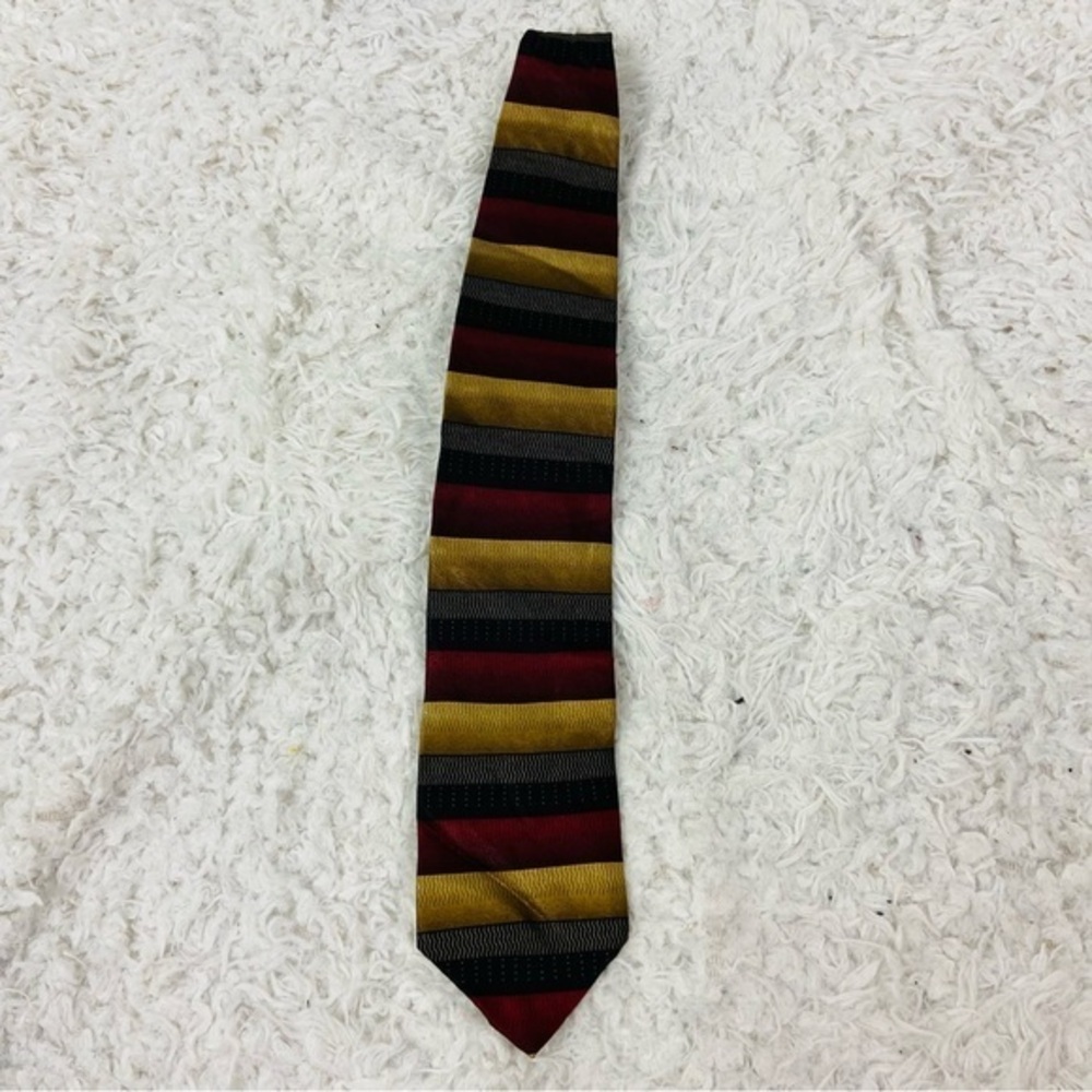Covington 100% silk Striped Tie in Red, Gold, and Black